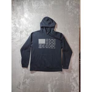 Columbia Hoodie PFG Fish Flag II Mens Large Black USA Outdoor Fishing Casual
